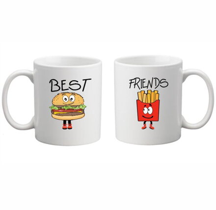 Sada: 2 hrnky - BEST FRIENDS - FAST FOOD