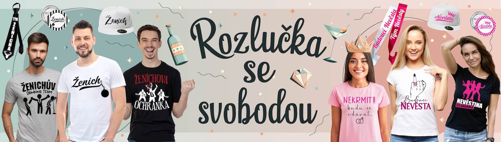 Tipy na rozlučku se svobodou trička, mikiny šerpy, ponožky dárky pro nevěstu, ženicha