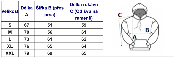 mikiny tab velikosti