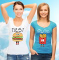Dámská kamarádská trička - BEST FRIENDS - Fast food :) (cena za 2ks)