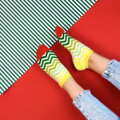 Ponožky - Green stripes (kotníkové)