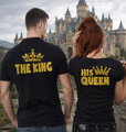 Partnerské trička - Pánské The King + Dámské His queen (dámské + pánské tričko)