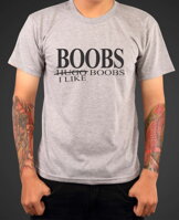 Zábavné a vtipné tričko na párty pre milovnikov recesie na módne značky-Tričko I LIKE BOOBS no Hugo