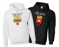 Originálne zábavné mikiny z lásky pre teba a tvoju kamošku s milými úsmevnými obrázkami-hamburger+hranolky- Dámske kamarátske mikiny - BEST FRIENDS - Fast food :)