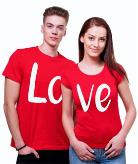 Partnerské trička LOVE - RED (dámské + pánské tričko)