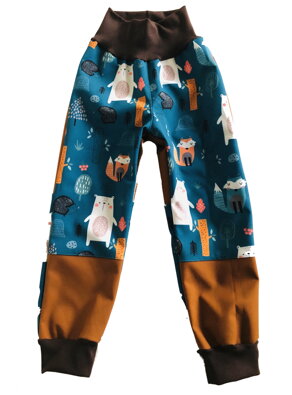 Softshellové kalhoty zvířátka petrol