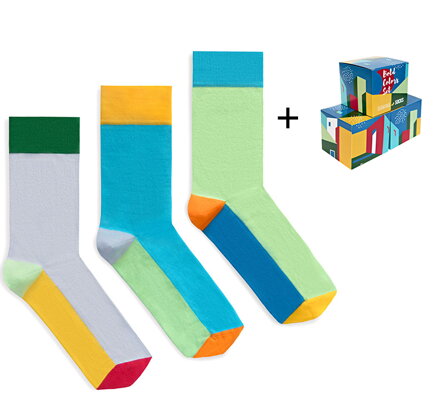 Sada 3ks ponožek - Bolt colors set + box zdarma