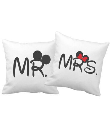 Sada 2ks povlečení na polštář - Mr. - Mrs. Mickey