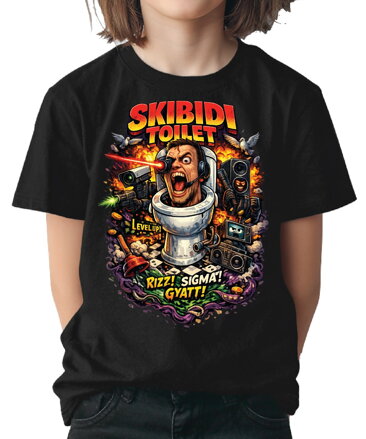 Tričko Skibidi Toilet All in - RIZZ, SIGMA, GYATT