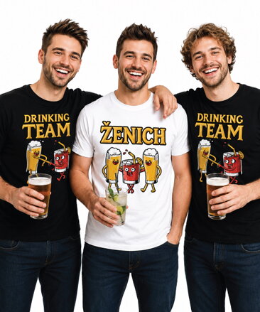 Pánská trička - Ženich a Drinking Team barevné  (cena za 1ks)