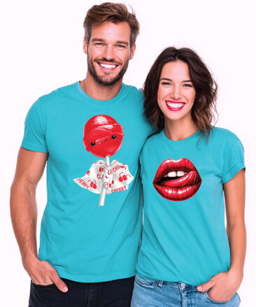 Partnerská trička - Lízátko a rty 2ks