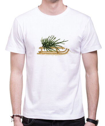 Vánoční tričko - Stromeček na saních