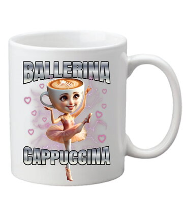 Hrnek s potiskem Ballerina Cappuccina (Italský Brainrot)