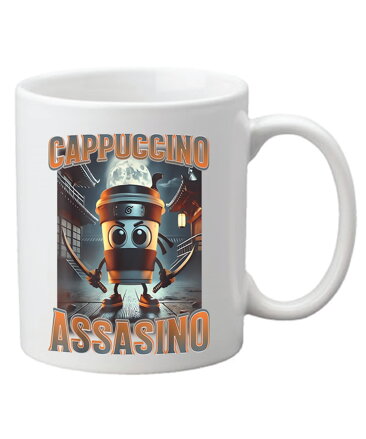 Hrnek s potiskem Cappuccino Assasino (Italský Brainrot)