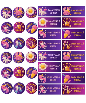 SADA Nažehlovacích jmenovek s vl. jménem (Magic Girl 34ks)