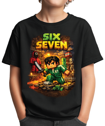 Tričko - 67 (six seven) Minecraft style 