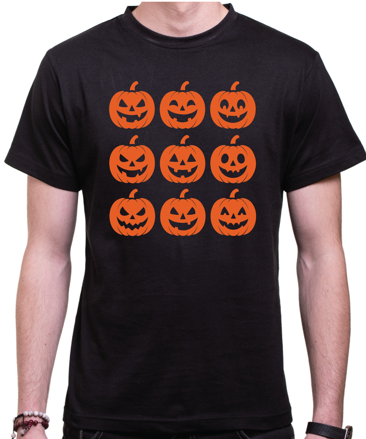 Tričko - 9 vyřezávaných dýní (Halloween)