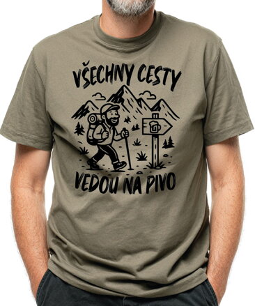 Turistické, pivní tričko - Všechny cesty vedou na pivo