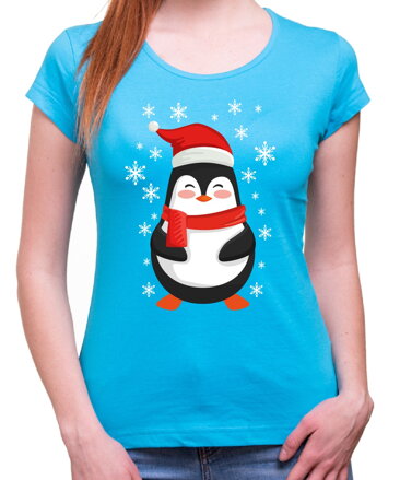 Tričko - Zasnežený vánoční Tučňák