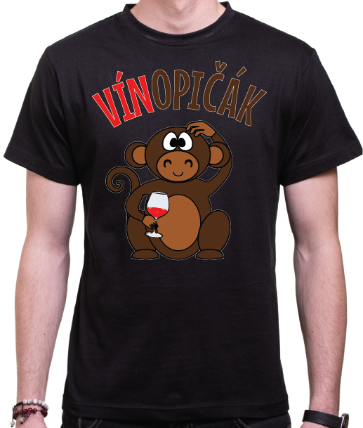 Vinařské tričko pánské - Vínopičák s opičkou Vinařské tričko pánské - Vínopičák s opičkou