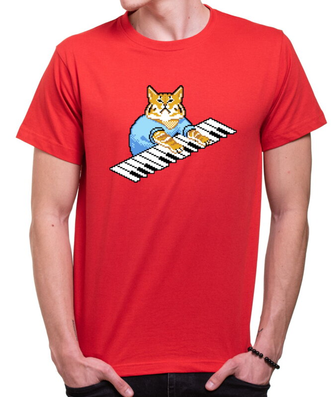Tričko - Kočka a klavír