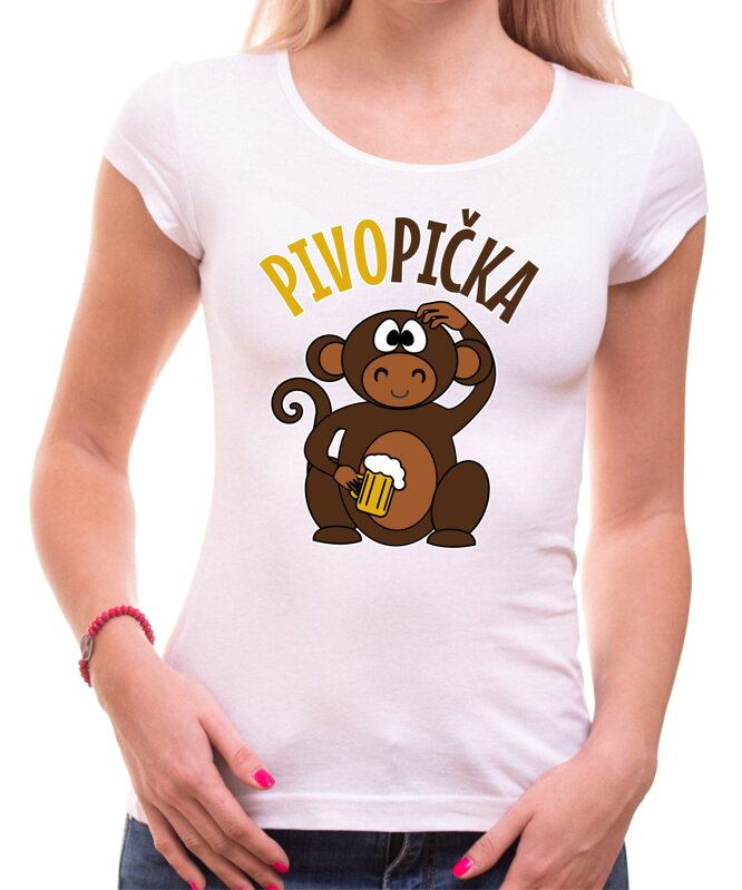 Pivní tričko - Pivopička s opičkou Pivní tričko - Pivopička s opičkou