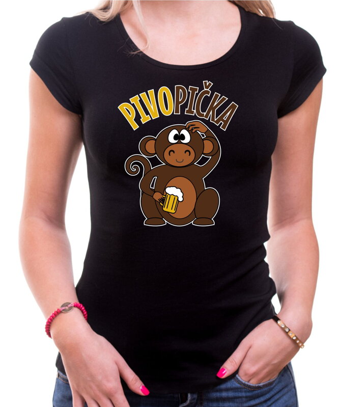 Pivní tričko - Pivopička s opičkou Pivní tričko - Pivopička s opičkou