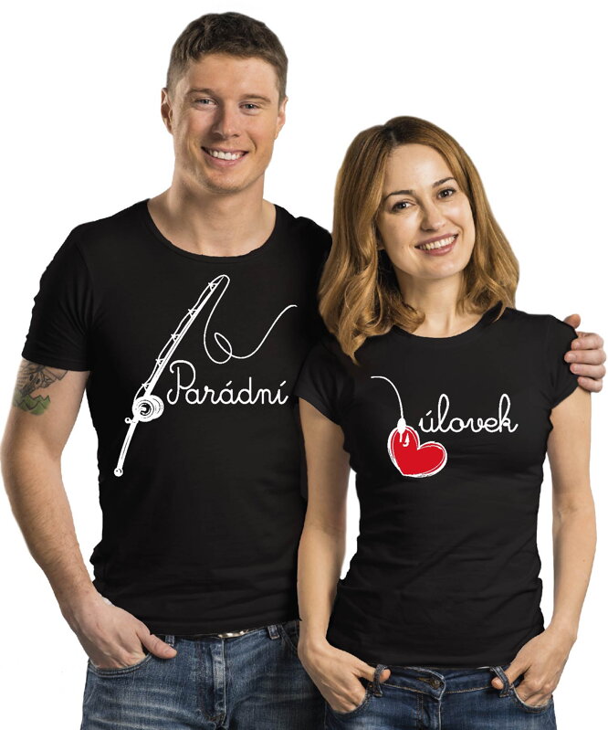 Partnerská trička -Parádní úlovek (srdce) 2ks