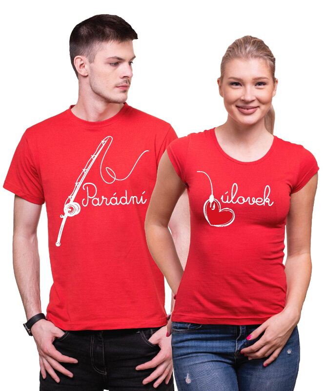 Partnerská trička -Parádní úlovek (srdce) 2ks