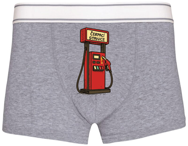 Pánské boxerky s vtipným potiskem - Čerpací stanice