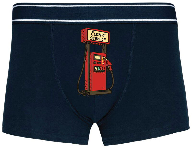Pánské boxerky s vtipným potiskem - Čerpací stanice
