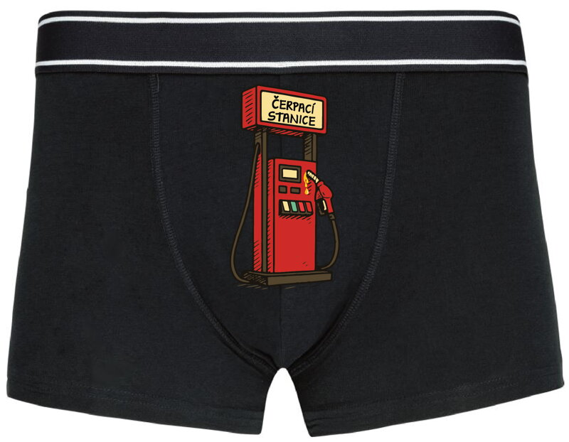 Pánské boxerky s vtipným potiskem - Čerpací stanice