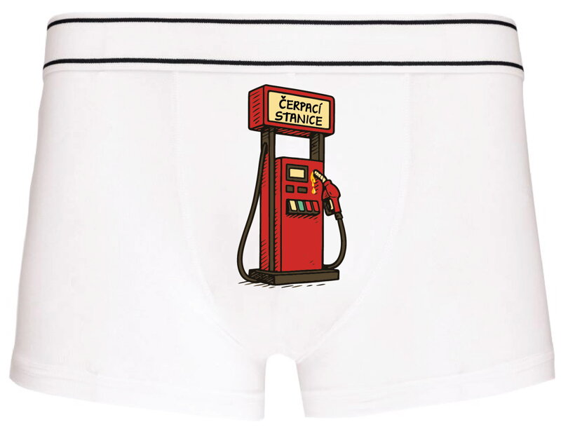 Pánské boxerky s vtipným potiskem - Čerpací stanice