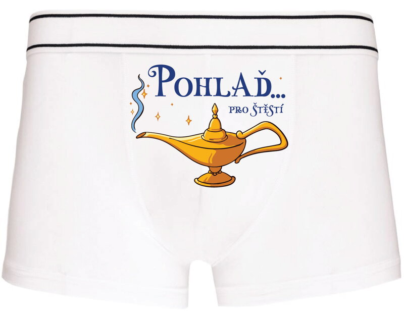 Pánské boxerky s vtipným potiskem - Pohlaď... pro štěstí