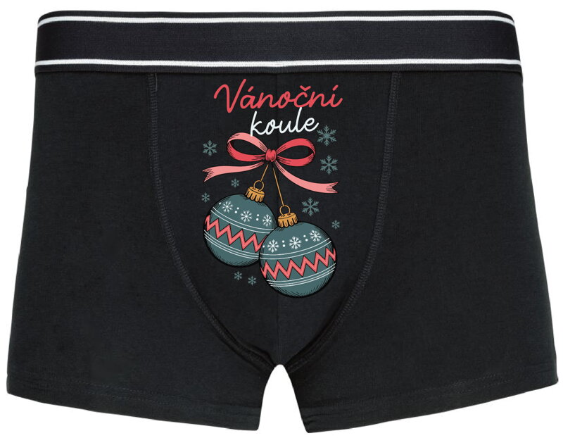 Pánské boxerky s vtipným potiskem - Vánoční koule