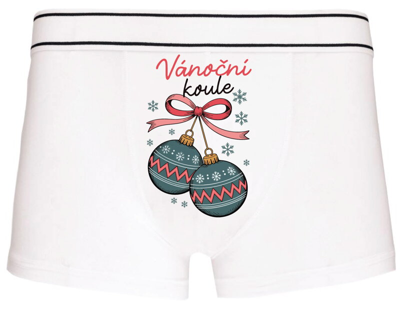 Pánské boxerky s vtipným potiskem - Vánoční koule