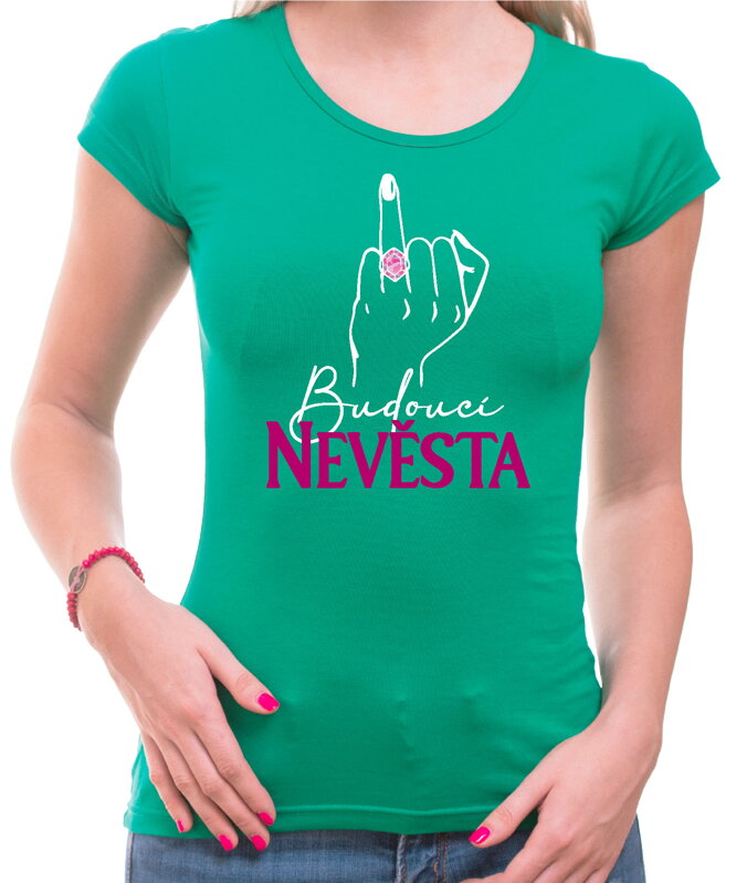 Rozlučková trička - Budoucí nevěsta (ruka) + Nevěstin gang Rozlučková trička - Budoucí nevěsta (ruka) + Nevěstin gang