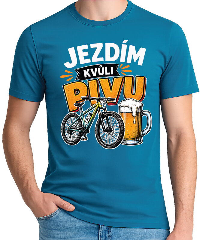 Cyklo tričko - Jezdím kvůli PIVU