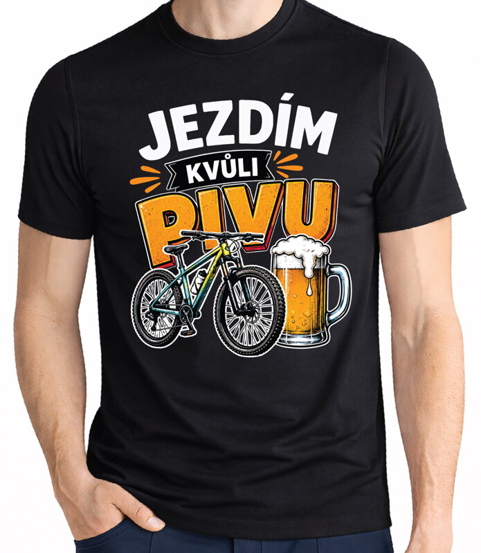 Cyklo tričko - Jezdím kvůli PIVU