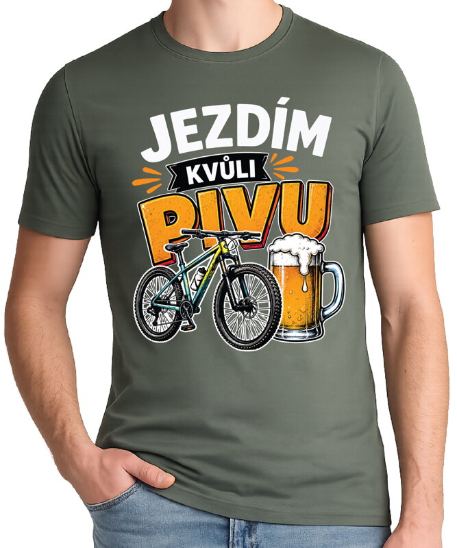 Cyklo tričko - Jezdím kvůli PIVU