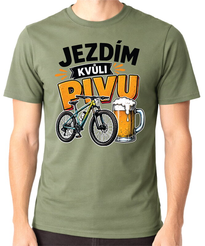 Cyklo tričko - Jezdím kvůli PIVU