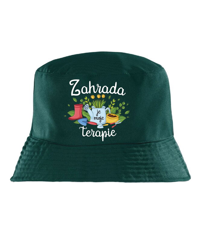 Klobouk s potiskem - Zahrada je moje terapie