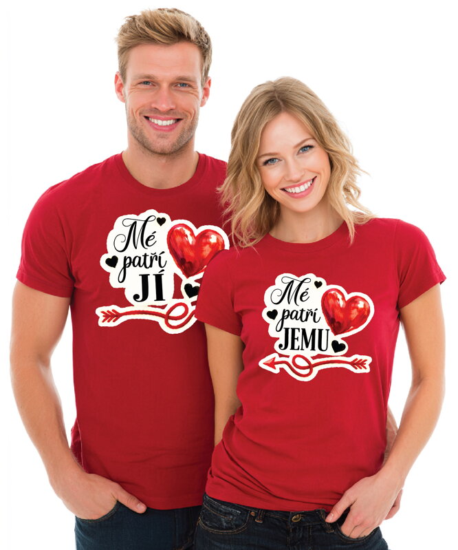 Partnerská trička - Moje srdce patří JÍ / JEMU 2ks