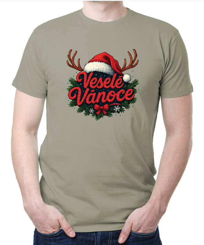 Vánoční tričko - Veselé Vánoce parohy