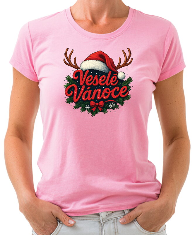Vánoční tričko - Veselé Vánoce parohy