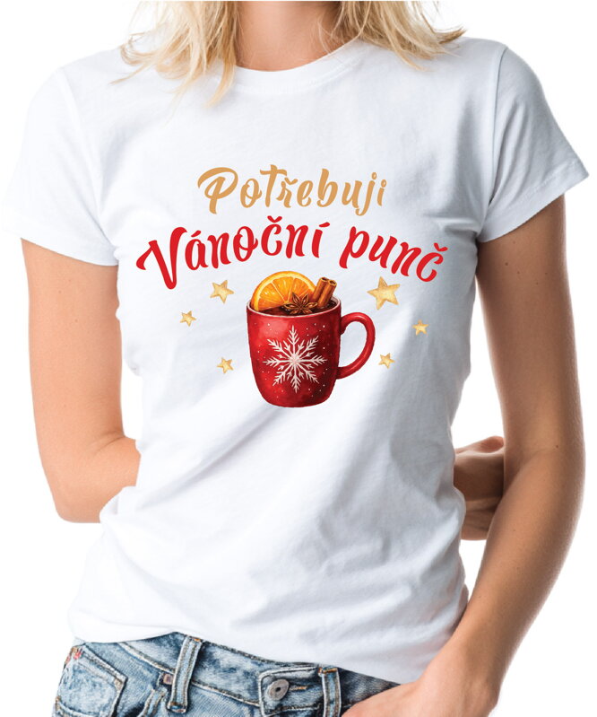 Vánoční tričko - Potřebuji Vánoční punč