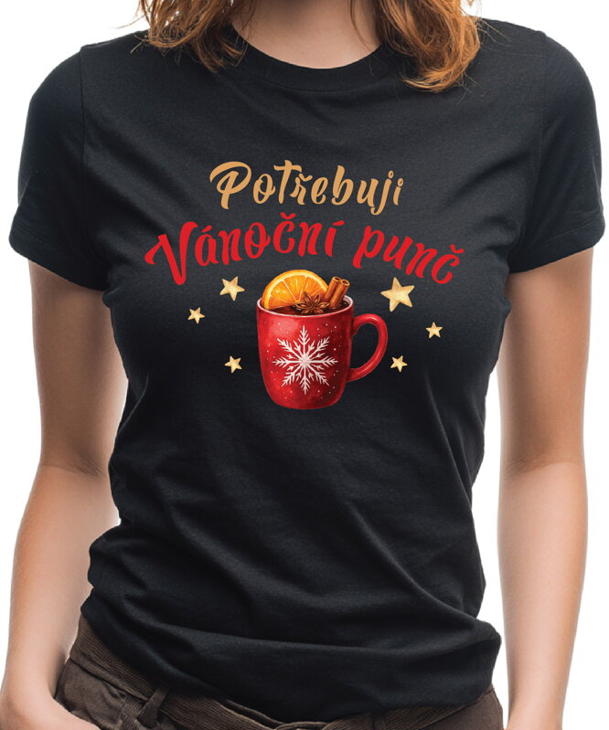 Vánoční tričko - Potřebuji Vánoční punč