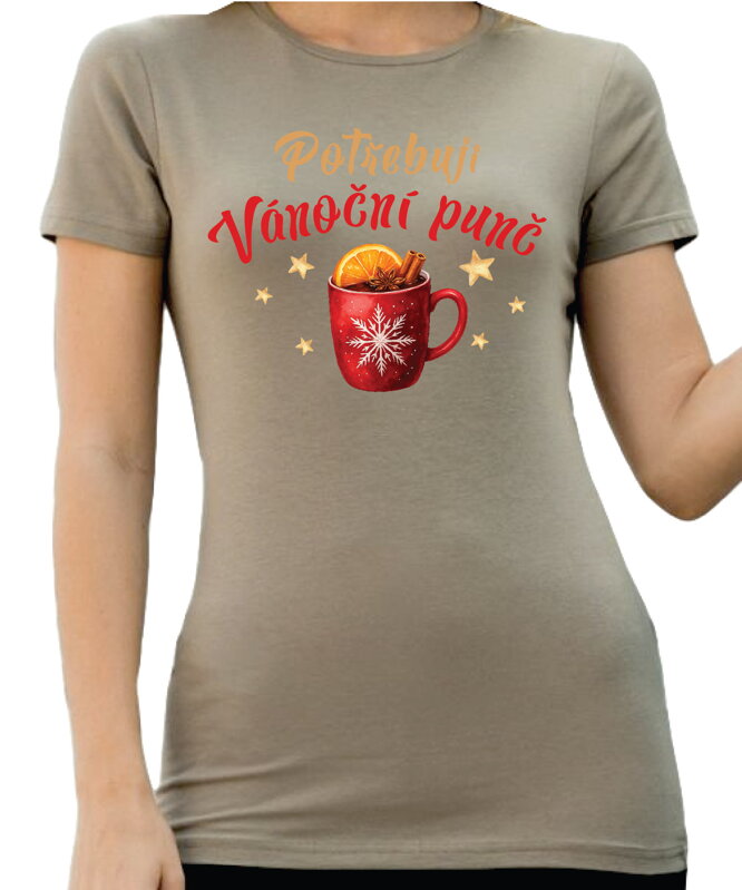 Vánoční tričko - Potřebuji Vánoční punč
