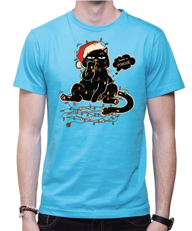 Vánoční tričko - Vánoční kočka - Jsem v pohodě