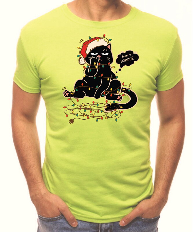 Vánoční tričko - Vánoční kočka - Jsem v pohodě
